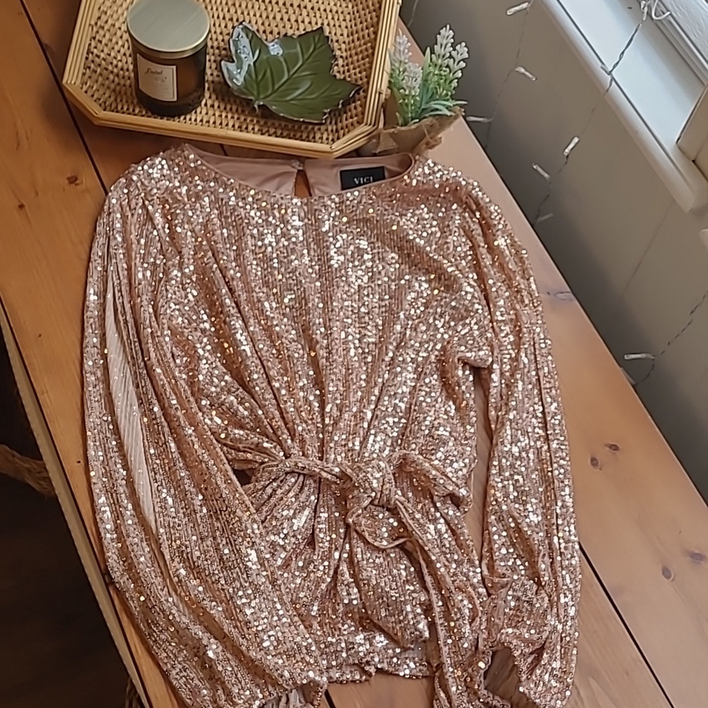 Vici Gold Sequin Blouse